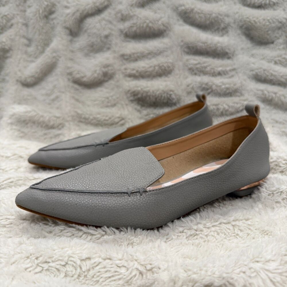 Nicholas Kirkwood Beya Women’s Grey Leather Pointed Toe Loafers